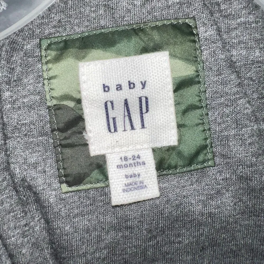 Baby GAP Puffer Jacket Infants 18-24m Camouflaged Bear Ear Hood Primaloft Green
